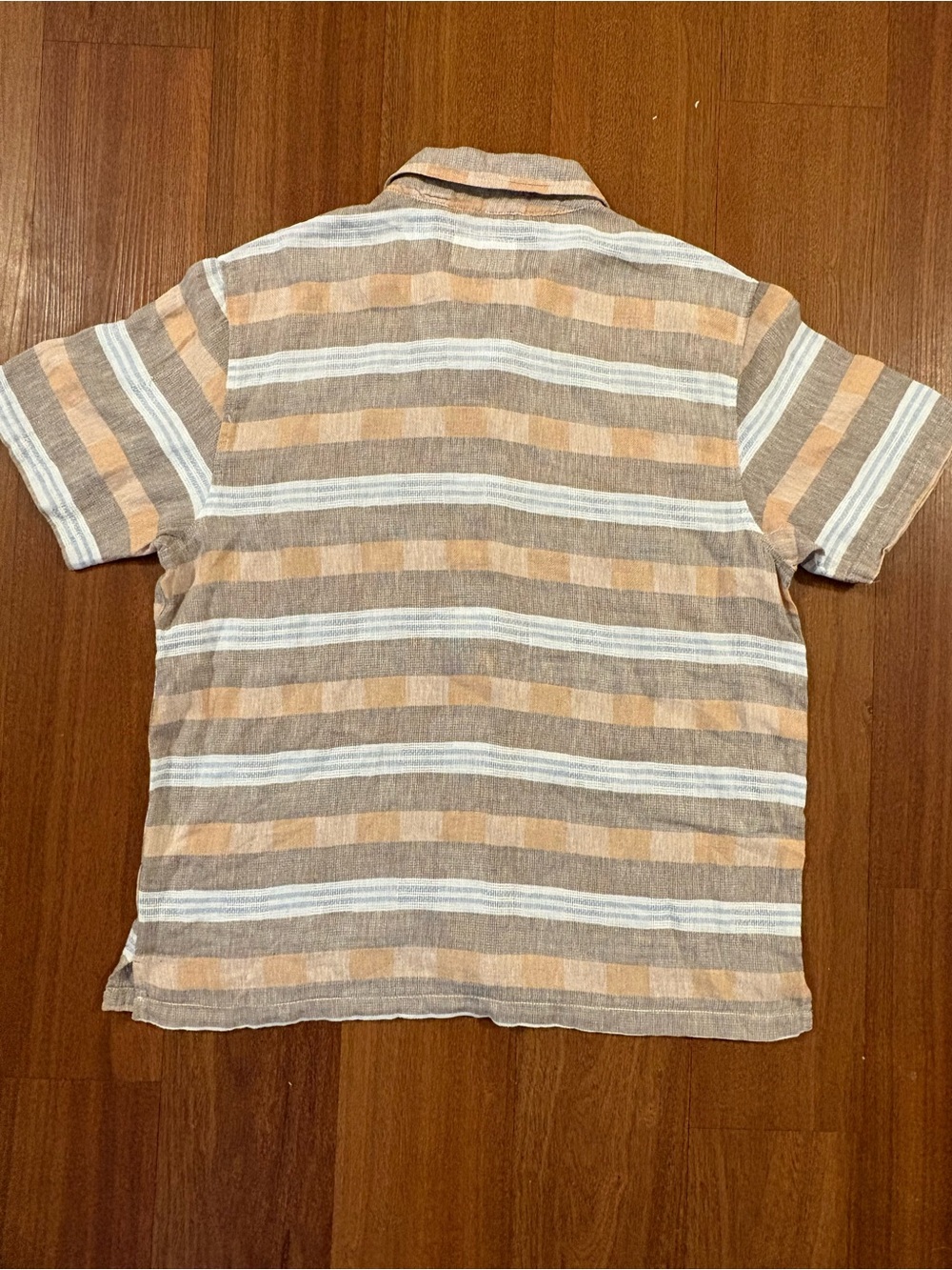 Folk Linen Cotton Blend Striped Button Front Shirt Men’s Large - Picture 6 of 6